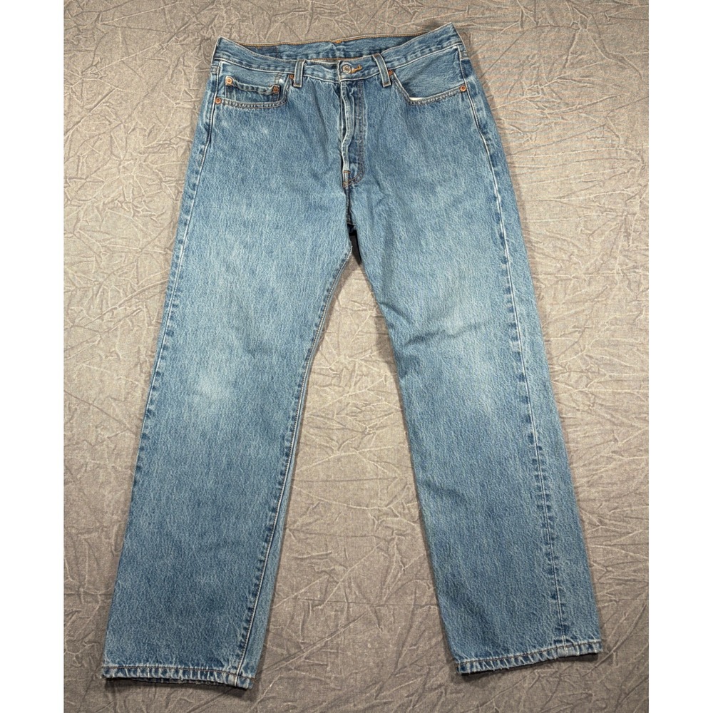Vintage Levis Jeans Mens 34x30 Blue 501 Og Fit Straight Leg Cotton Denim Wash